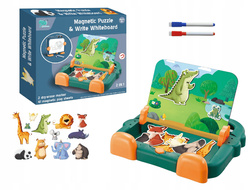 MAGNETYCZNA TABLICA DO MALOWANIA RYSOWANIA Z UKŁADANKA ZABAWKA ZWIERZĘTA