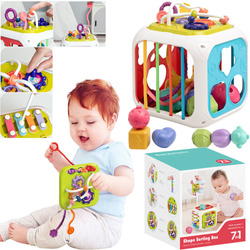 SORTER KSZTAŁTY KOSTKA I KLOCKI ZABAWKA EDUKACYJNA 7W1 DLA DZIECI NIEMOWLĄT