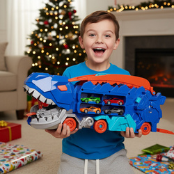 Gigantyczny Tyranozaur Zabawkowy Samochód Tor Autka Transporter Dinozaur XL