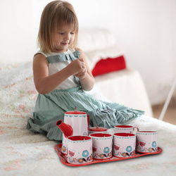 ZESTAW DO HERBATKI METALOWY W KWIATKI DLA DZIECI