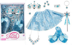 ZESTAW PRZEBRANIE STRÓJ KSIĘŻNICZKI KRÓLOWEJ ŚNIEGU KORONA SPÓDNICZKA BUTY