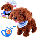 INTERAKTYWNY Uroczy PIESEK PIES CHODZI NA SMYCZY SZCZEKA BATERIE z DOMKIEM