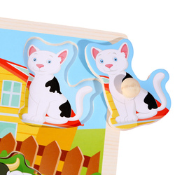 ZABAWKA INTERAKTYWNA KLOCKI DREWNIANE EDUKACYJNE DLA DZIECI PUZZLE FARMA