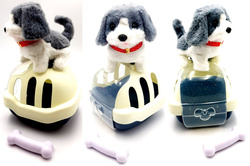 CHODZĄCY PIESEK Z DOMKIEM I KOŚCIĄ DO KARMIENIA SZCZEKAJĄCY INTERAKTYWNY