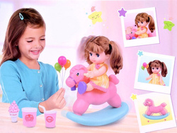 Urocza Lalka BOBAS KOŃ KONIK NA BIEGUNACH zestaw grzechotki z zabawkami