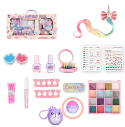 ZESTAW KOSMETYKÓW DO MAKIJAŻU I MANICURE NAKLEJKI NA PAZNOKCIE DLA DZIECI