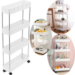 PÓŁKA ŁAZIENKOWA KUCHENNA SZAFKA NA KÓŁKACH REGAŁ 4 POZIOMOWY Z HACZYKAMI