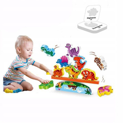 SPADAJĄCE DINUSIE GRA UKŁADANKA DINOZAURY MONTESSORI ZRĘCZNOŚCIOWA RODZINNA