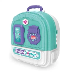 DUŻY OTWIERANY DOMEK Z LALKA W PLECAKU I ZESTAW LEKARZ DOKTOR DO ZABAWY 3w1