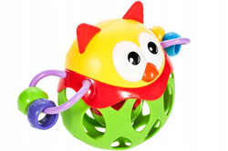 MIEKKA PIŁKA GRZECHOTKA SENSORYCZNA GUMOWA SÓWKA GRYZAK DLA DZIECI