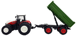 DUŻY TRAKTOR Z PRZYCZEPĄ CIAGNIK Zdalnie sterowany na PILOT Świeci LED