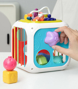 SORTER KSZTAŁTY KOSTKA I KLOCKI ZABAWKA EDUKACYJNA 7W1 DLA DZIECI NIEMOWLĄT