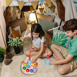 Drewniane Gra Łowienie Rybek KOTEK Klocki MAGNESY