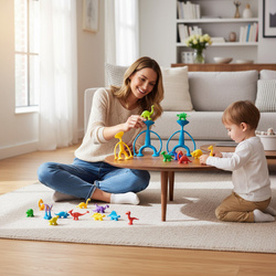 FIGURKI DINOZAURY W JAJKU JAJKO GUMOWE KLOCKI SILIKON PRZYSSAWKI ZWIERZĘTA