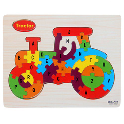 TRAKTOR Puzzle KLOCKI DREWNIANE dla dzieci LITERKI