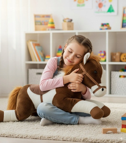 PLUSZOWY KONIK MASKOTKA PRZYTULANKA LEŻĄCY 50CM PREZENT DLA DZIECI PLUSZAK