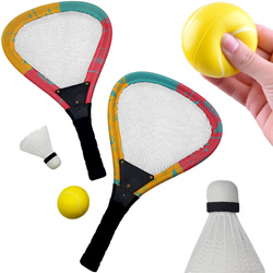 ZESTAW DO GRY W BADMINTON z miękką piłką i lotką Plażowe paletki rakietki