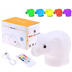 Słonik Silikonowa lampka nocna led + pilot ZA3296