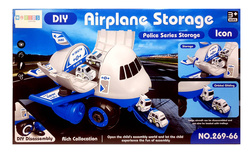 DUZY OTWIERANY SAMOLOT POLICJA do rozkręcania ze zjeżdżalnia dla 4 auta