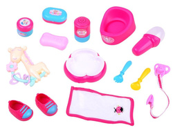 LALKA BOBAS ZESTAW 16W1 KRZESEŁKO LEŻACZEK WANIENKA NA PREZENT DLA DZIECI