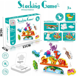 SPADAJĄCE DINUSIE GRA UKŁADANKA DINOZAURY MONTESSORI ZRĘCZNOŚCIOWA RODZINNA