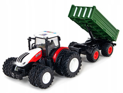 DUŻY TRAKTOR Z PRZYCZEPĄ CIAGNIK Zdalnie sterowany na PILOT Świeci LED