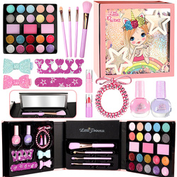 KOSMETYKI DO MAKIJAŻU MALOWIDŁA DLA DZIECI W ROZKŁADANYM PUDEŁKU LAKIERY