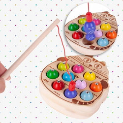 GRA DREWNIANA ŁOWIENIE RYBEK MAGNESY KOTEK + WĘDKI