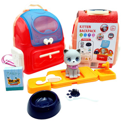 Zestaw salon piękności dla kota zwierząt do zabawy Kotek w Plecaku Zabawka