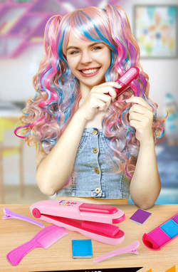 ZMYWALNA Kreda do farbowania włosów farby Prostownica Zestaw DLA DZIECI