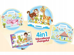 ZOO UKŁADANKA W 3D MOZAIKA WKRĘTARKA ZWIERZĘTA ZABAWKA I PREZENT DLA DZIECI