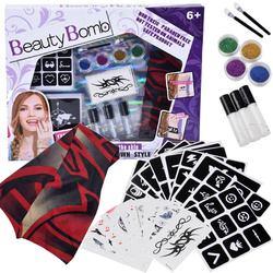 DUŻY ZESTAW DO TATUAŻY TATUAZE brokatowe zmywalne DLA DZIECI studio brokaty