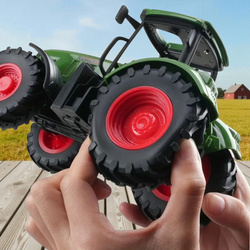 TRAKTOR CIĄGNIK ZABAWKA DLA DZIECI CHŁOPCA ZIELONY ROLNICZY GUMOWE KOŁA HAK