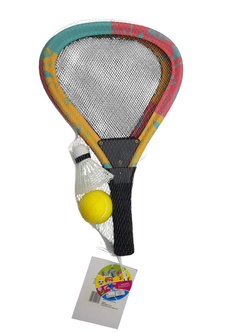 ZESTAW DO GRY W BADMINTON z miękką piłką i lotką Plażowe paletki rakietki