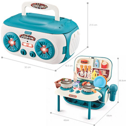 ZESTAW kuchenny KUCHNIA W WALIZCE RADIO zabawka do pokoju dla dzieci 2w1