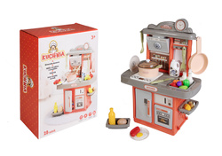 KUCHNIA ZABAWKA DLA DZIECI Z AKCESORIAMI AGD I KRANEM WODA NA BATERIE 28el.