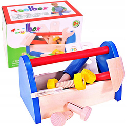 SKRZYNKA DREWNIANA z Narzędziami WARSZTAT MAŁY MAJSTERKOWICZ DLA CHŁOPCA