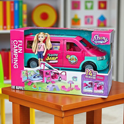 WAKACYJNY KAMPER MARZEŃ Z LALKA DOMEK LALEK BASEN AUTO ZABAWKA DZIEWCZYNKI