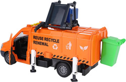 AUTO ŚMIECIARKA CIĘŻARÓWKA Z PODNOSZONYM ŚMIETNIKIEM 2x kosze DRZWI Św/Dźw