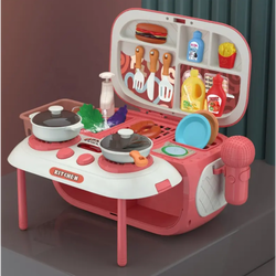 ZESTAW kuchenny KUCHNIA W WALIZCE RADIO zabawka do pokoju dla dzieci 2w1