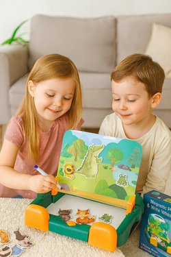 MAGNETYCZNA TABLICA DO MALOWANIA RYSOWANIA Z UKŁADANKA ZABAWKA ZWIERZĘTA