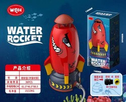RAKIETA WODNA + WYRZUTNIA WATER ROCKET Z ZRASZACZEM CZERWONY REKIN FONTANNA