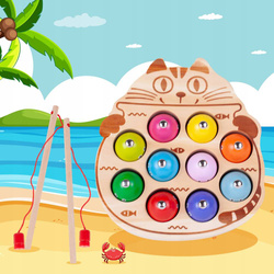 GRA DREWNIANA ŁOWIENIE RYBEK MAGNESY KOTEK + WĘDKI