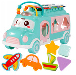 MUZYCZNY AUTOBUS Z CYMBAŁKAMI SORTER KOLOROWY KLOCKI LABIRYNT DLA DZIECI
