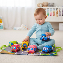 ZESTAW MIĘKKICH AUTEK I MATA EDUKACYJNA DLA NAJMŁODSZYCH TORBA MIĘKKIE AUTA