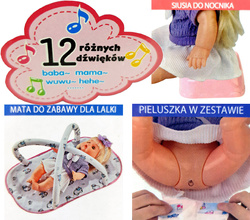 LALKA SIKAJĄCA bobas Mówi Płacze MATA NOCNIK +10el