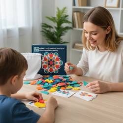 DREWNIANE KLOCKI UKŁADANKA MONTESSORI DLA DZIECI KREATYWNE KSZTAŁTY PUZZLE