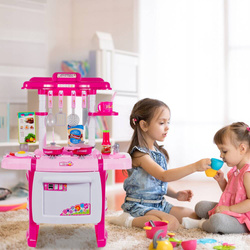 KUCHNIA RÓŻÓWA DLA DZIECI PIEKARNIK ZLEW AKCESORIA ŚWIECI DŹWIĘK GOTOWANIA