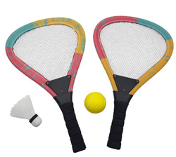 ZESTAW DO GRY W BADMINTON z miękką piłką i lotką Plażowe paletki rakietki