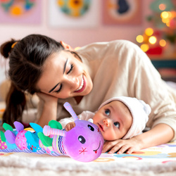 MUZYCZNA GĄSIENICA ZABAWKA SENSORYCZNA DLA NIEMOWLĄT DZWONEK I GRYZAK